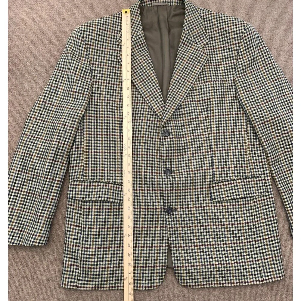 Vintage Stylemaster Blazer Mens 46R Houndstooth Wool Cashmere Jacket Sportcoat